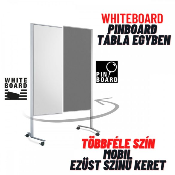 LW-11 Combi Duo Slide pinboard/whiteboard tábla görgővel - antracit szürke 