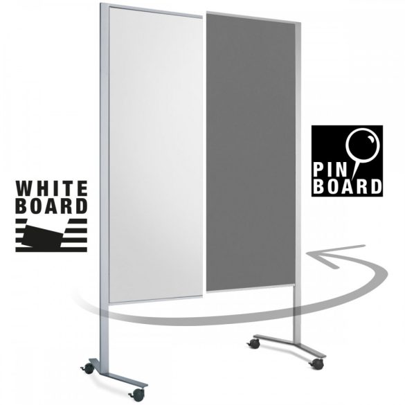 LW-11 Combi Duo Slide pinboard/whiteboard tábla görgővel - világos szürke 