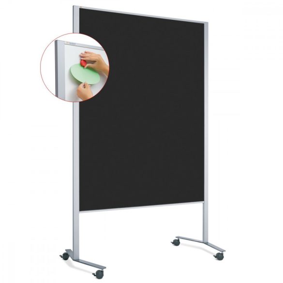 LW-11 Combi Duo Slide pinboard/whiteboard tábla görgővel - fekete