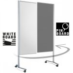 LW-11 Combi Duo Slide pinboard/whiteboard tábla görgővel - fekete