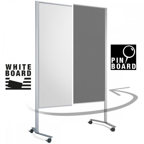 LW-11 Combi Duo Slide pinboard/whiteboard tábla görgővel - fekete
