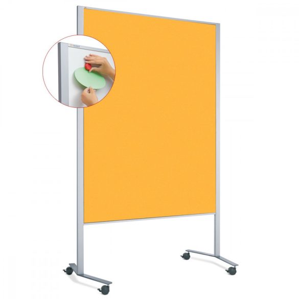 LW-11 Combi Duo Slide pinboard/whiteboard tábla görgővel -  sárga