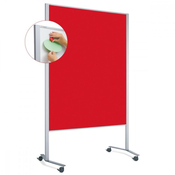 LW-11 Combi Duo Slide pinboard/whiteboard tábla görgővel - paprika piros