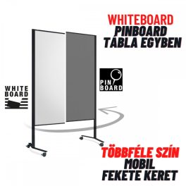    LW-11 Combi DUO Slide pinboard/whiteboard tábla görgővel - fekete karton