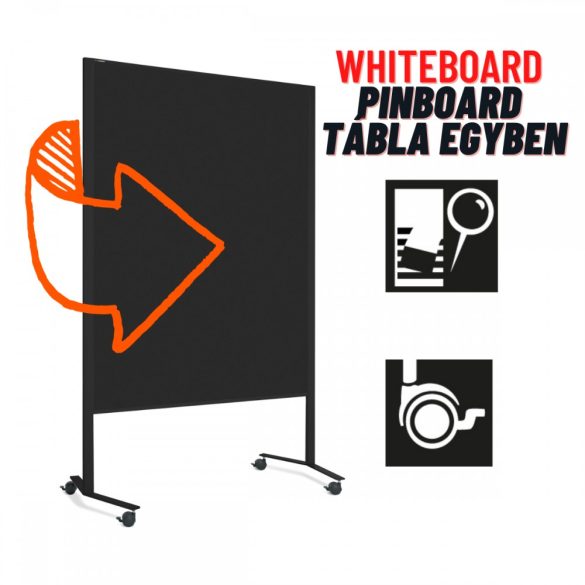  LW-11 Combi DUO Slide pinboard/whiteboard tábla görgővel - fekete karton