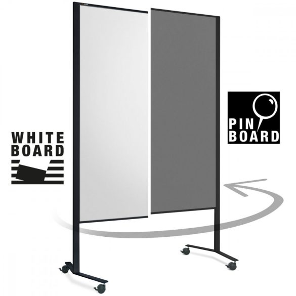  LW-11 Combi DUO Slide pinboard/whiteboard tábla görgővel - fekete karton