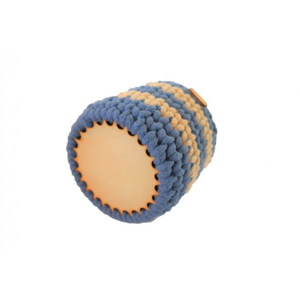 Horgolt tolltartó - kék, bézs csíkos