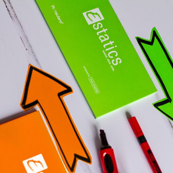 Estatics kártya szett L méret (kék/zöld/sárga/narancs) + 1Neuland No.One® Estatics vágott hegyű filc, fekete, 2-6 mm