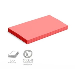 100 Large Rectangular Stick-It Cards, red