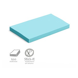100 Large Rectangular Stick-It Cards, blue