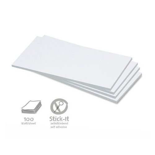 Stick-It Téglalap öntapadós 9,5x20,5 cm moderációs kártya 100 db fehér