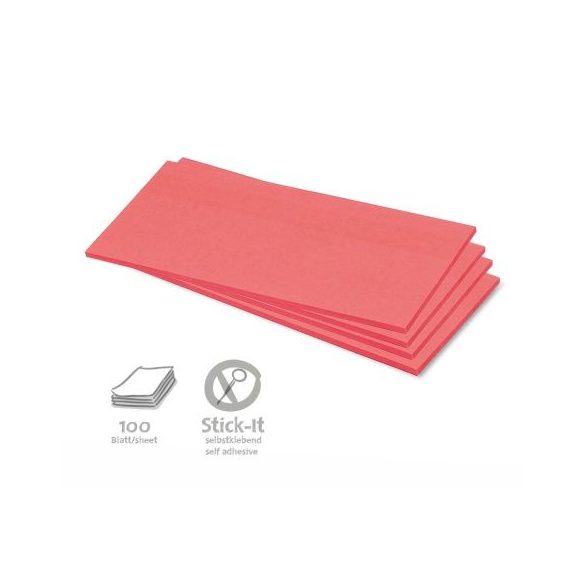 Stick-It Téglalap öntapadós 9,5x20,5 cm moderációs kártya 100 db piros