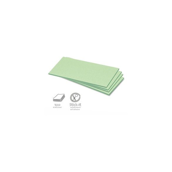 Stick-It Téglalap öntapadós 9,5x20,5 cm moderációs kártya 100 db zöld