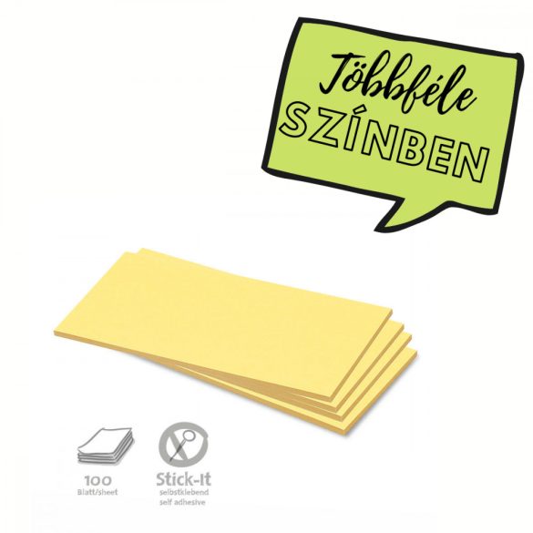 Stick-It Téglalap öntapadós 9,5x20,5 cm moderációs kártya 100 db sárga