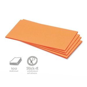 Stick-It Téglalap öntapadós 9,5x20,5 cm moderációs kártya 100 db narancs