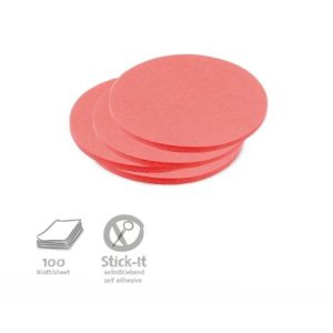 100 Small Circular Stick-It Cards, red