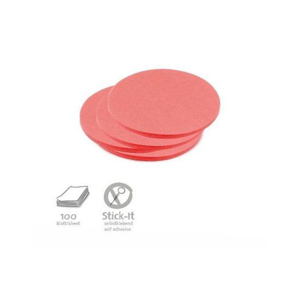 100 Small Circular Stick-It Cards, red