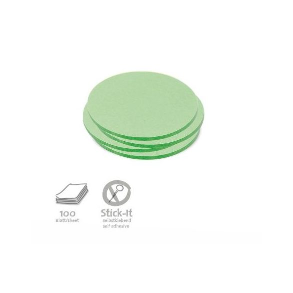 Stick-It Kiskör 9,5 cm öntapadós moderációs kártya 100 db zöld