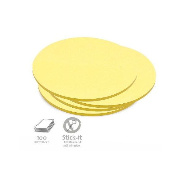 Stick-It Közepes kör 14 cm öntapadós moderációs kártya 100 db sárga