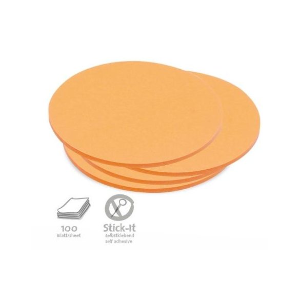 Stick-It Közepes kör 14 cm öntapadós moderációs kártya 100 db narancs