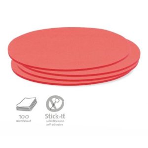 Stick-It Ovális 9,5x20,5 cm öntapadós moderációs kártya 100 db piros