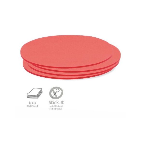 Stick-It Ovális 9,5x20,5 cm öntapadós moderációs kártya 100 db piros