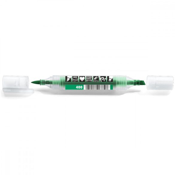 Neuland TwinOne®, vágott és ecsethegyű moderációs marker, zöld 80410400