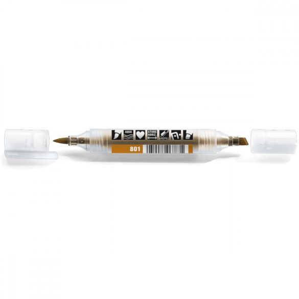 Neuland TwinOne®, vágott és ecsethegyű moderációs marker, aranyokker  80410801
