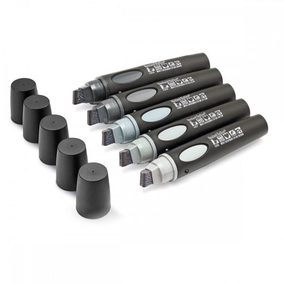 Neuland BigOne®, vágott hegyű filctoll 6-12 mm, 5 db/szett - No. 7 Tones of Grey - 80422194