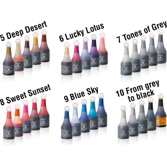 Neuland Ink RefillOne, vízbázisú utántöltő tinta, 5db/szett - 10 From grey to black