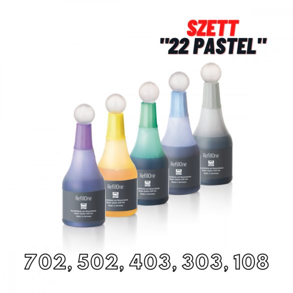 Neuland Ink RefillOne, vízbázisú utántöltő tinta, 5db/szett - 22 Pastel