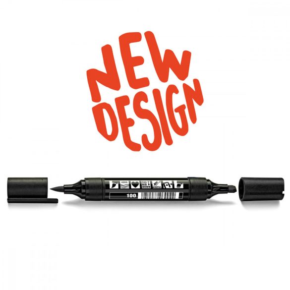 Neuland TwinOne®, vágott és ecsethegyű moderációs marker, fekete 80540100