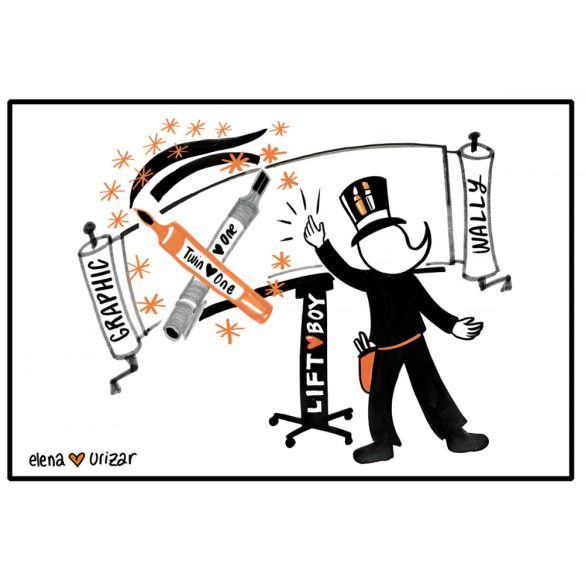 Neuland TwinOne®, vágott és ecsethegyű moderációs marker, fekete 80540100