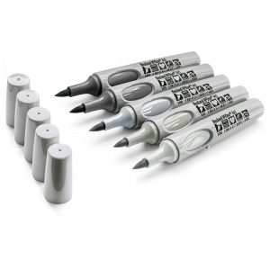 Neuland No.One® Art, brush nib 0,5-7 mm, 5/color sets - Tones of Grey