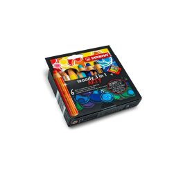   STABILO® Woody 3 in 1 ARTY szett - 6 db-os vastag művészi színes ceruza, vízfesték és zsírkréta egyben