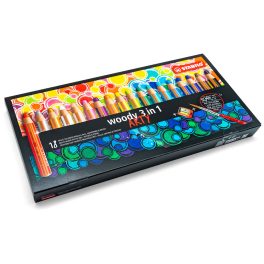   STABILO® Woody 3 in 1 ARTY szett - 18 db-os - vastag művészi színes ceruza, vízfesték és zsírkréta egyben