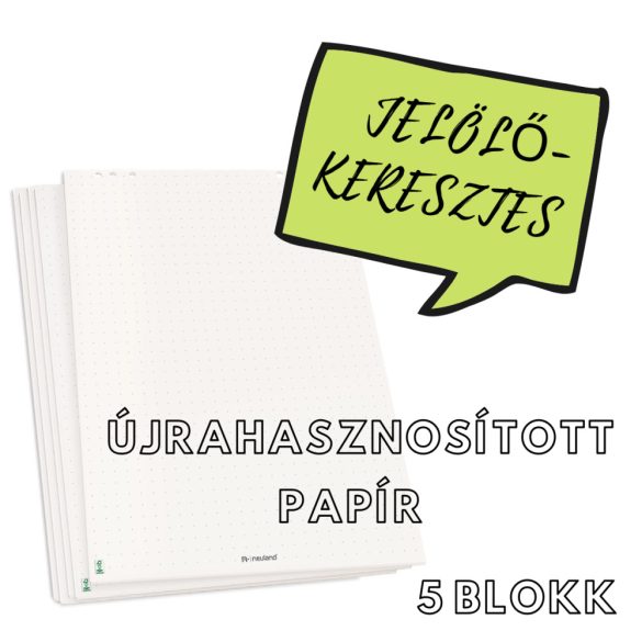 FlipChart papír újrahasznosított jelölőkeresztes - 5 blokk