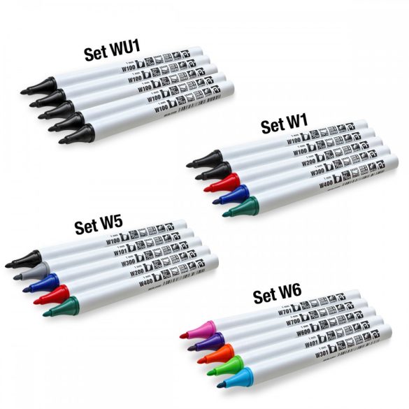 Neuland FineOne® Whiteboard, kerek hegyű, 5 db/szett, W1